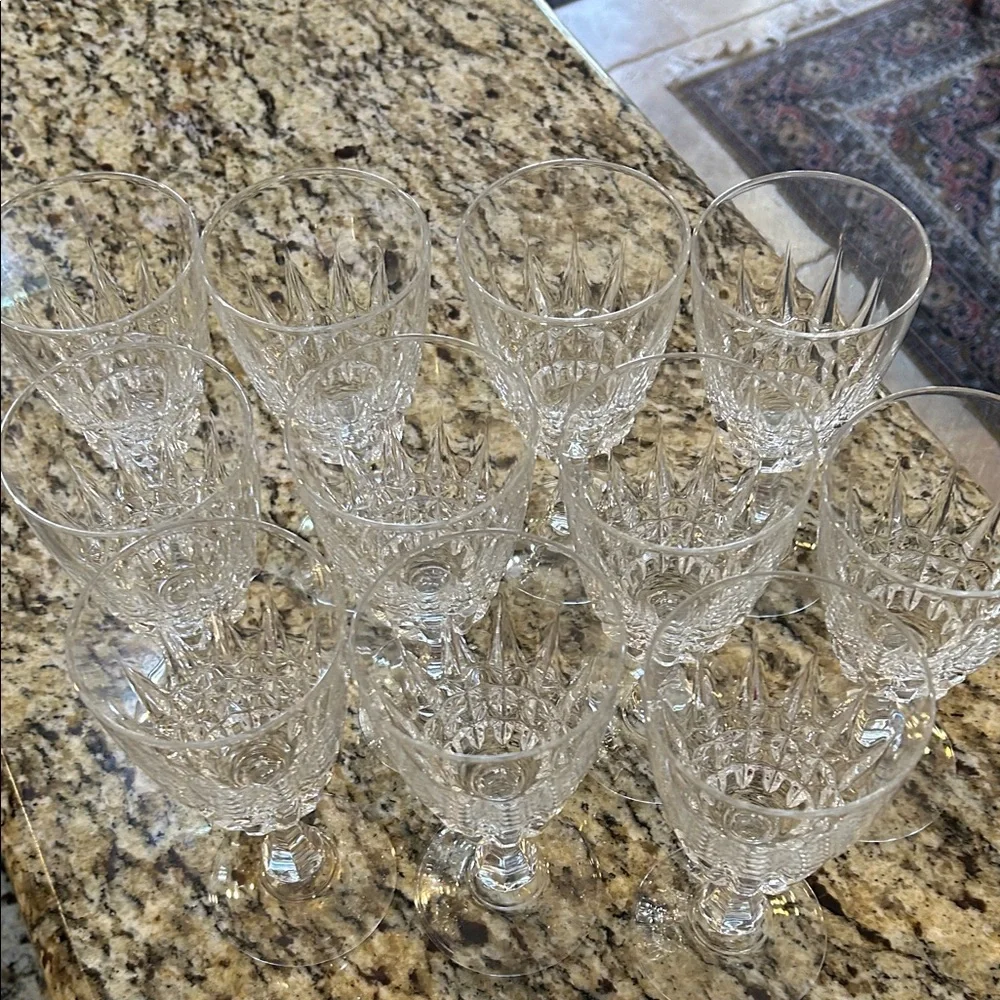 vintage Cristal d'Arques "Pompadour" pattern lead crystal wine glasses set of 11 - Picture 7 of 13
